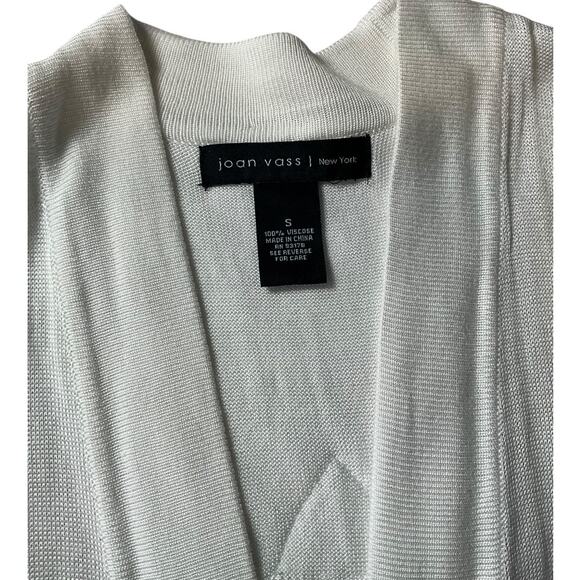 Joan Vass New York White Open Front Cardigan Sweater Size Small 100% Viscose - Picture 7 of 8
